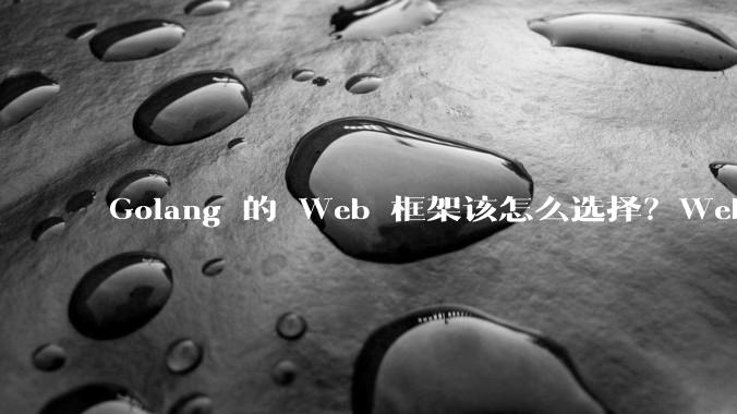 Golang 的 Web 框架该怎么选择？Web 开发又该怎样学？